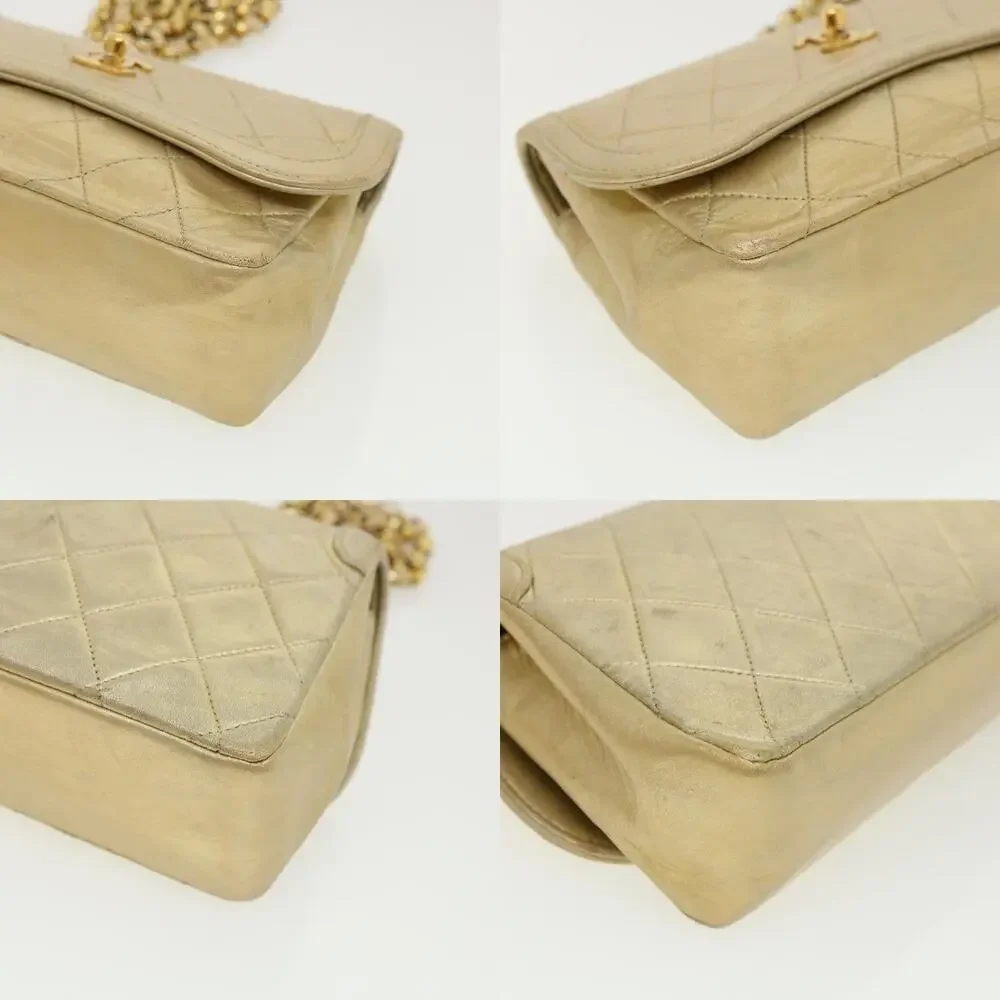 Chanel Matelasse Lambskin Turn Lock Chain Shoulder Bag Gold